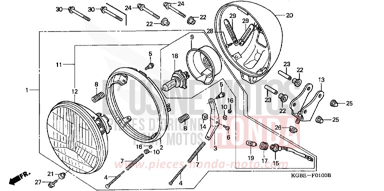 HEADLIGHT for Shadow VT125C ELEGANT BEIGE METALLIC (YR217) from 2003